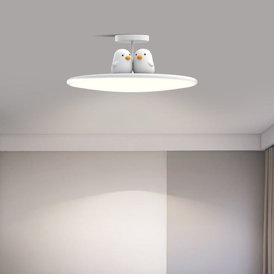 Modern Minimalist Animal Acrylic Iron LED Semi-Flush Mount Ceiling Light For Living Room & Bedroom